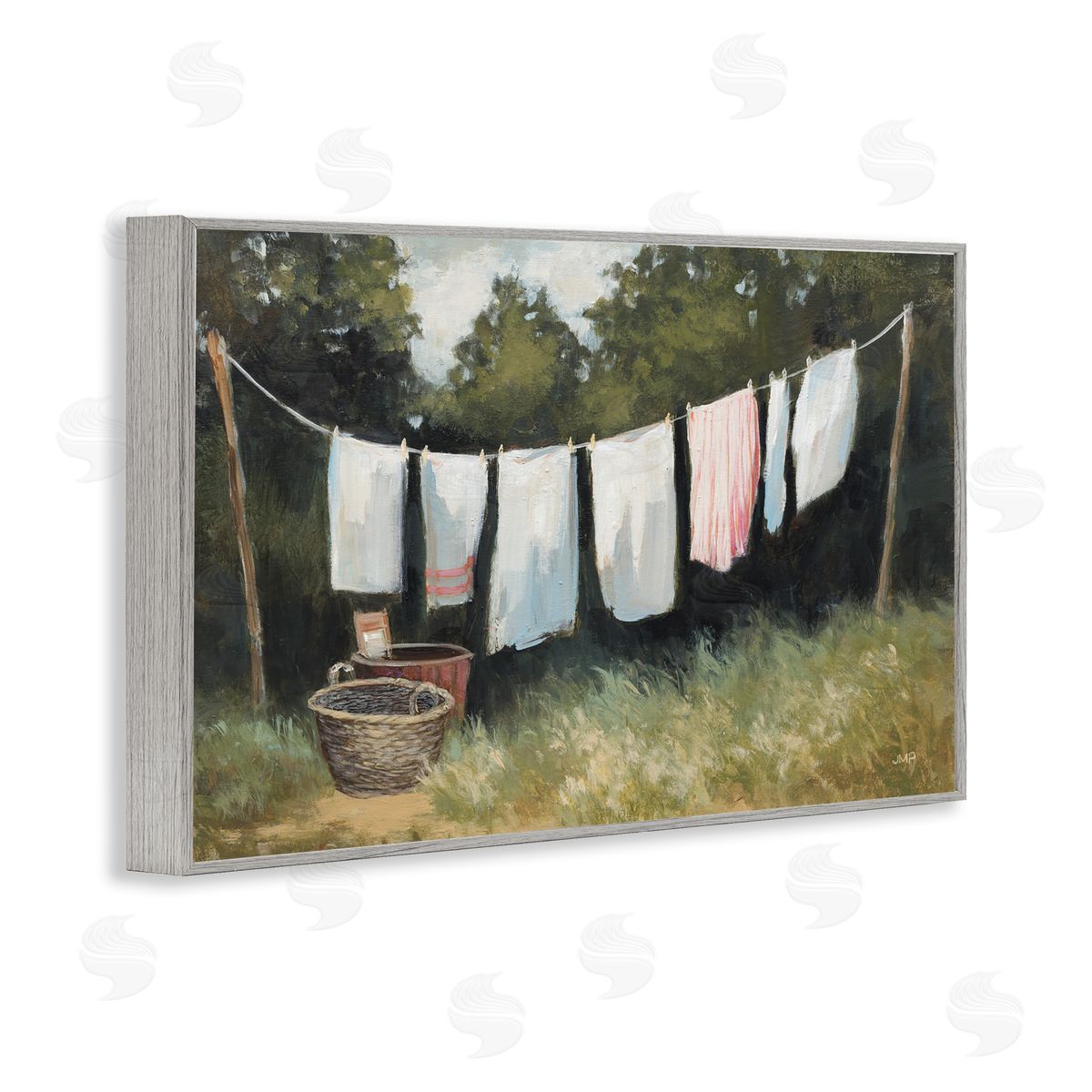 Laundry Out To Dry Grey Frame Print Wall Art, Home Decor by Julia Purinton