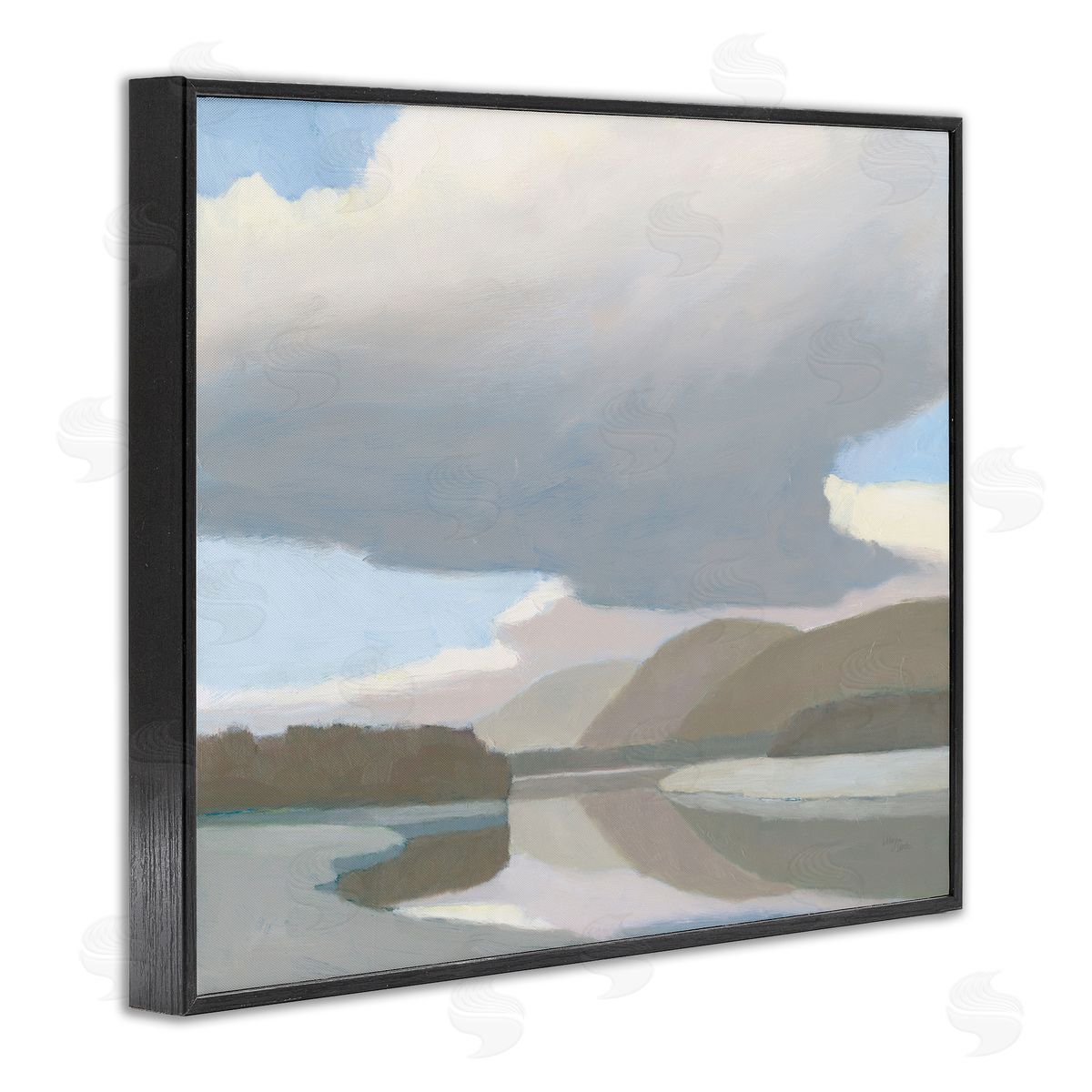 Mountain Reflections Abstraction Black Frame Print Wall Art, Home Decor by Wellington Studio