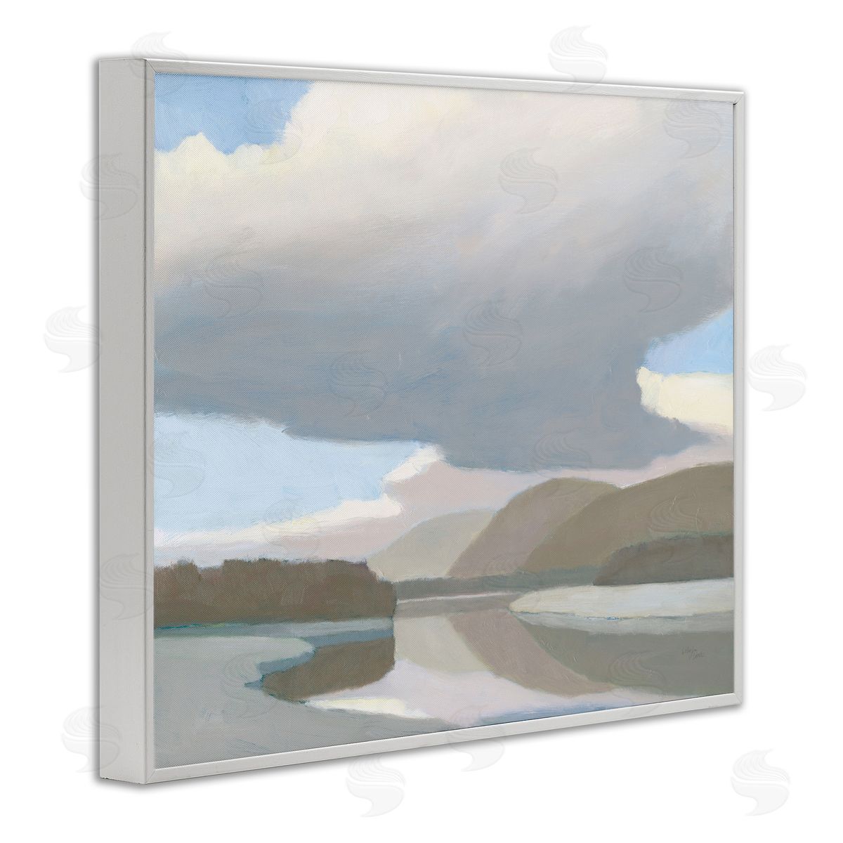 Mountain Reflections Abstraction White Frame Print Wall Art, Home Decor by Wellington Studio
