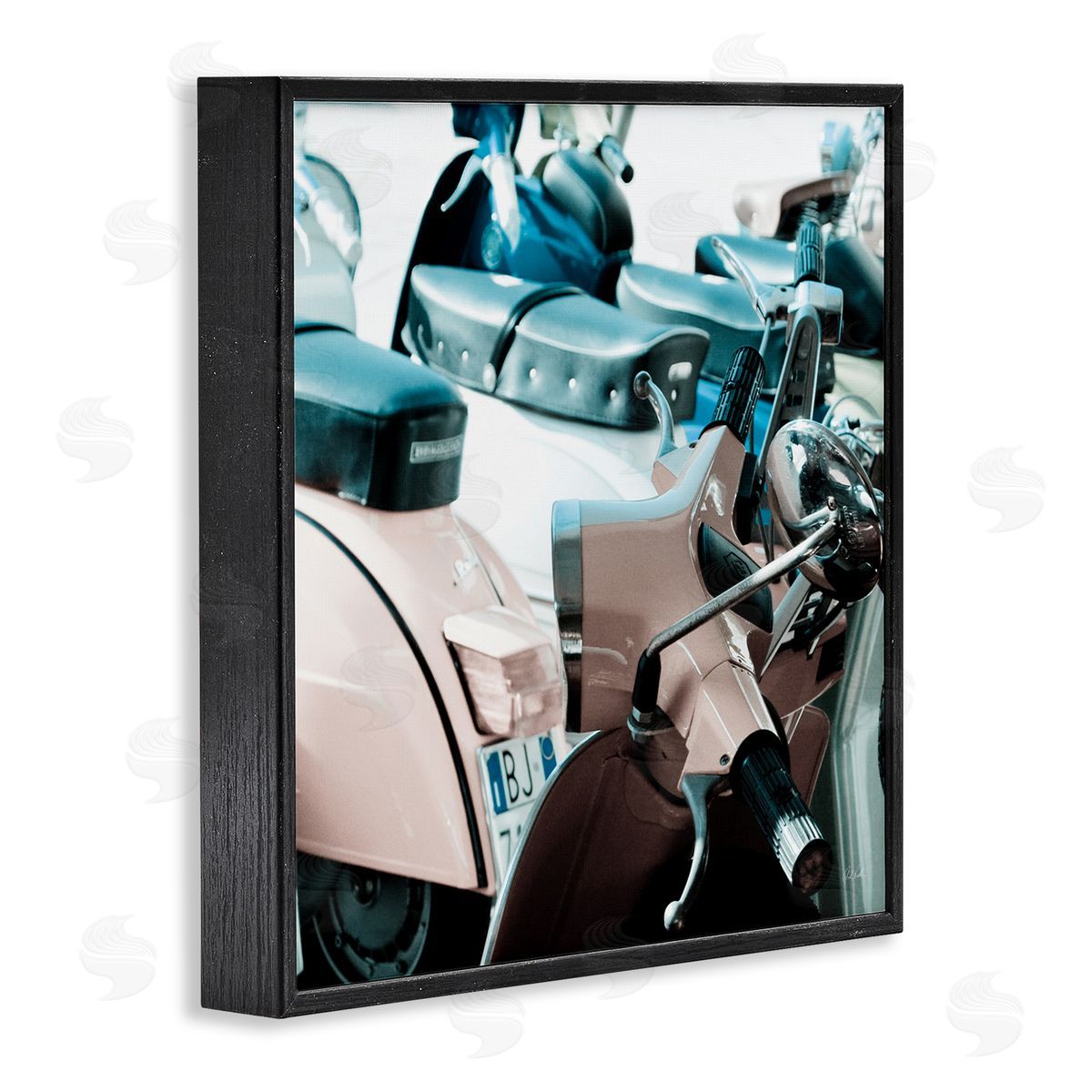 Retro Italian Scooter Black Frame Print Wall Art, Home Decor by Deborah Revell