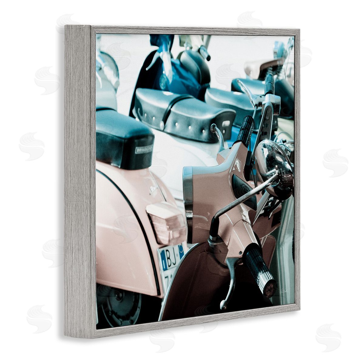 Retro Italian Scooter Grey Frame Print Wall Art, Home Decor by Deborah Revell