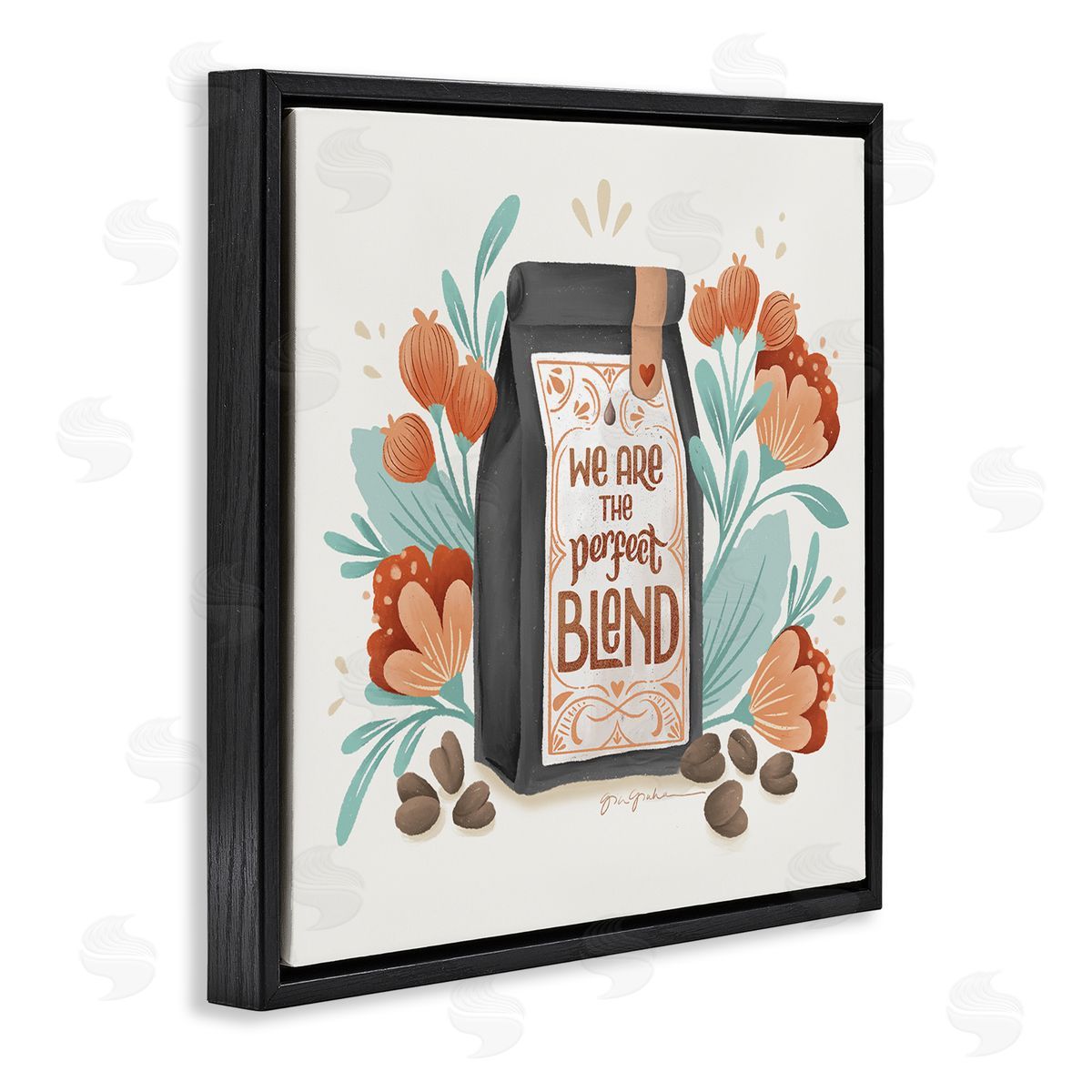 Perfect Blend Coffee Black Floating Frame Canvas Wall Art, Home Decor by Gia Graham