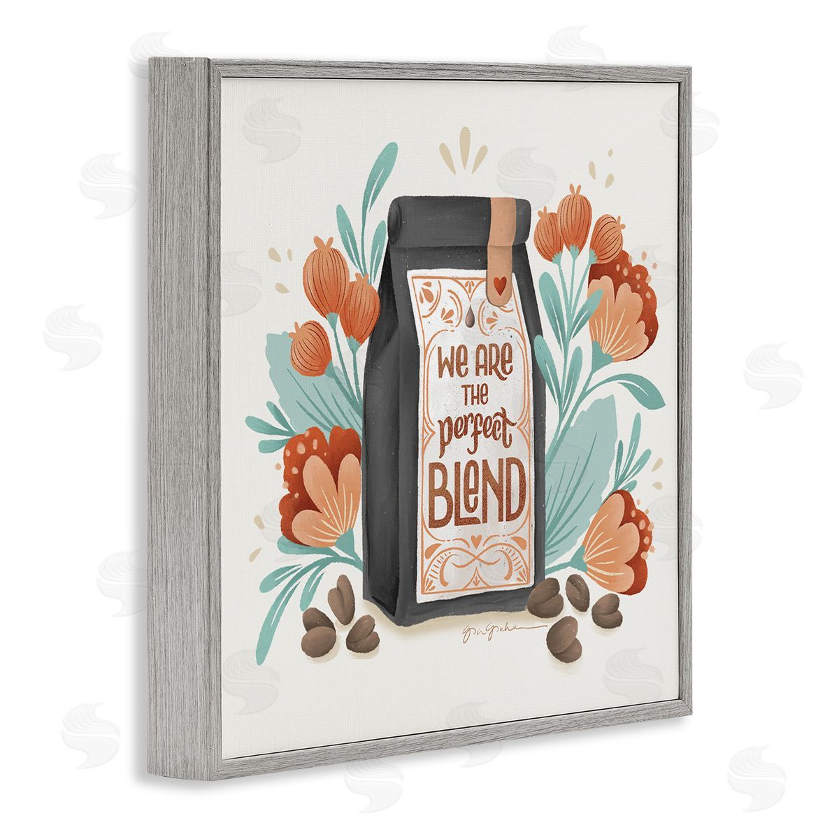Perfect Blend Coffee Grey Frame Print Wall Art, Home Decor by Gia Graham