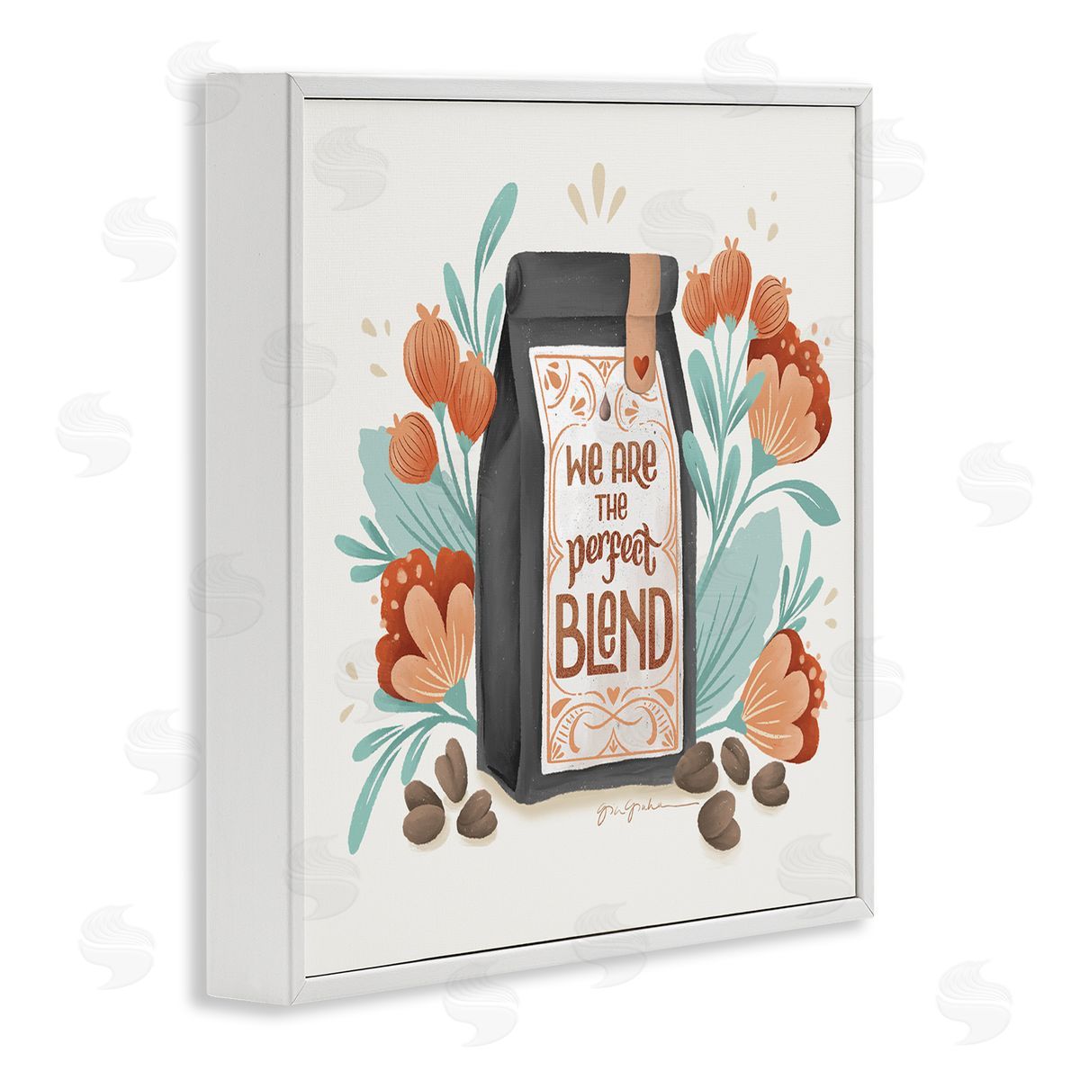 Perfect Blend Coffee White Frame Print Wall Art, Home Decor by Gia Graham