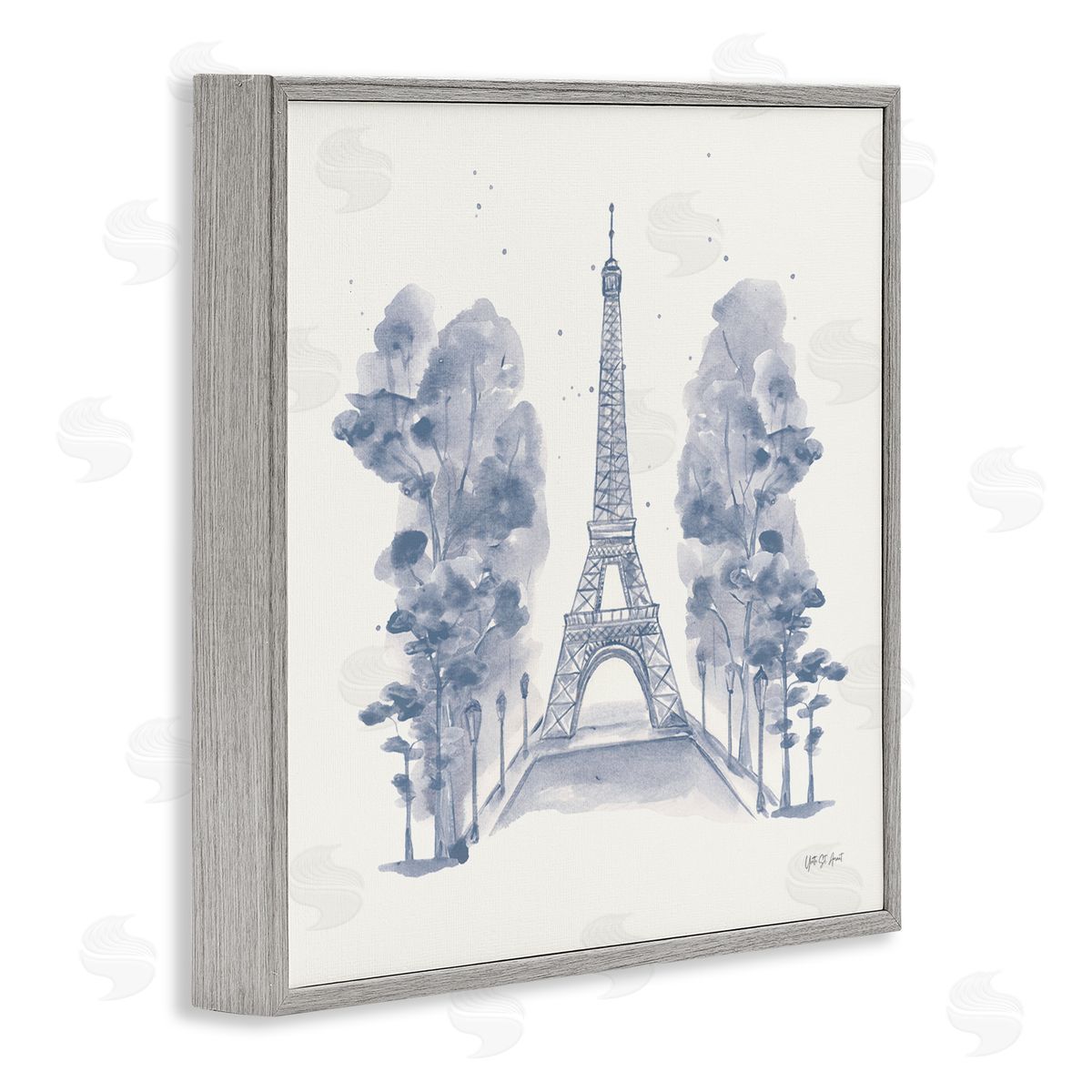Eiffel Tower Watercolor Grey Frame Print Wall Art, Home Decor by Yvette St. Amant