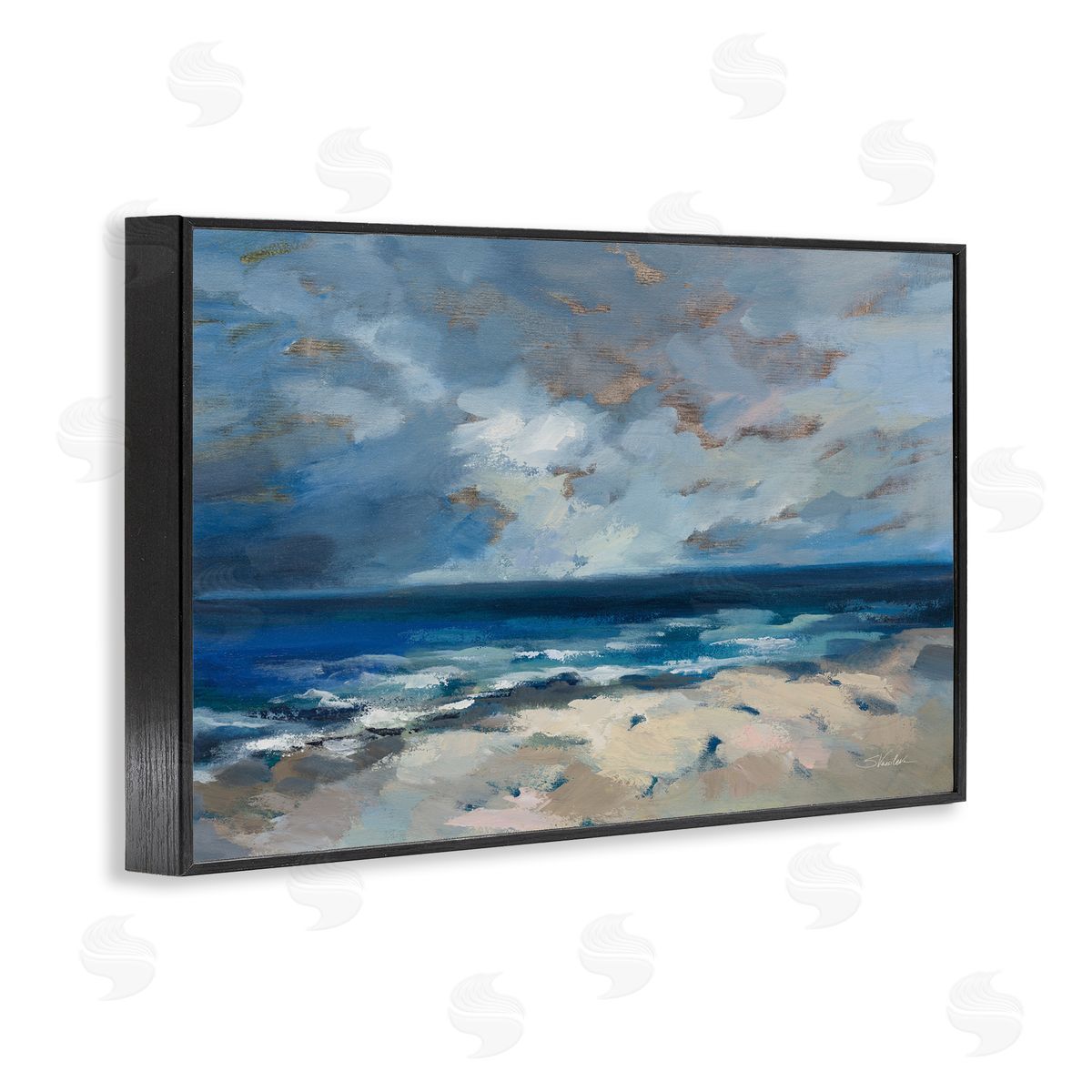 Beach Before The Storm Black Frame Print Wall Art, Home Decor by Silvia Vassileva