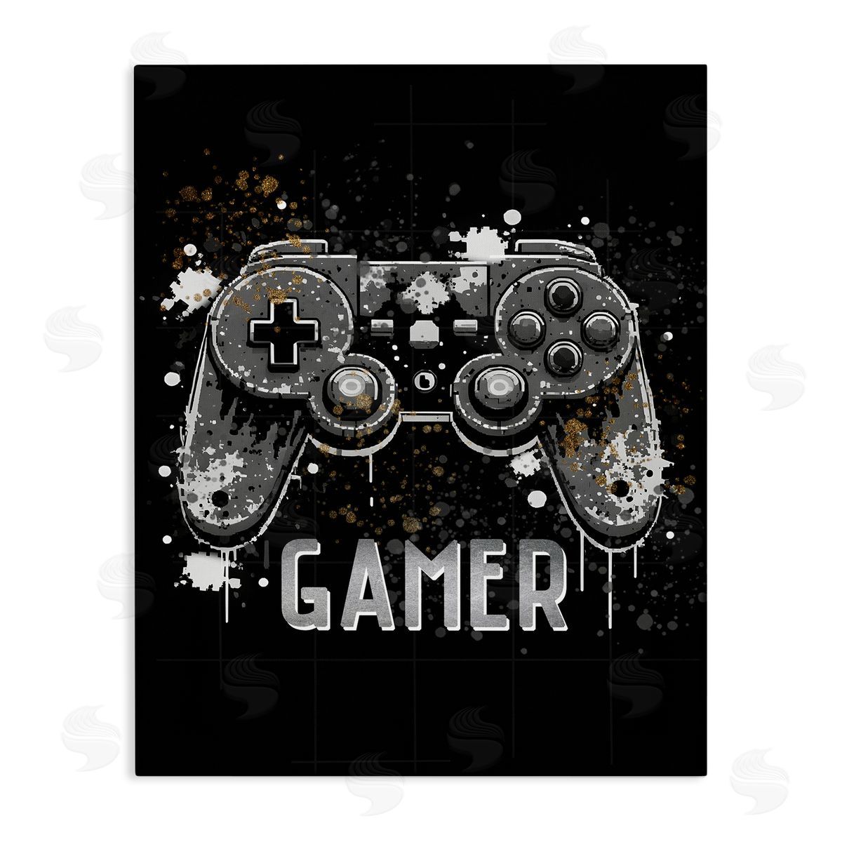 Gamer with Modern Splash Canvas Wall Art, Home Decor by Kim Allen