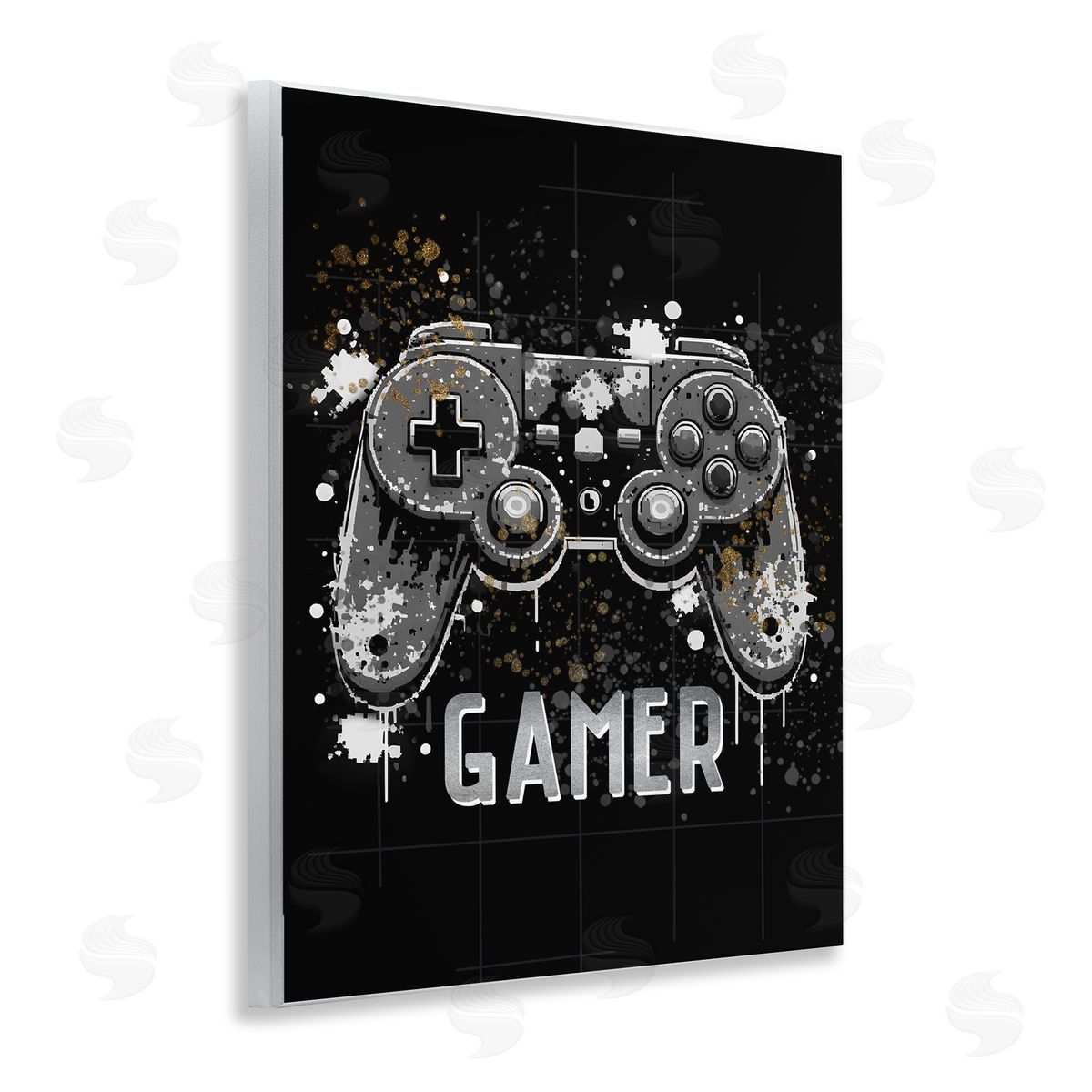 Gamer with Modern Splash Wood Plaque Wall Art, Home Decor by Kim Allen