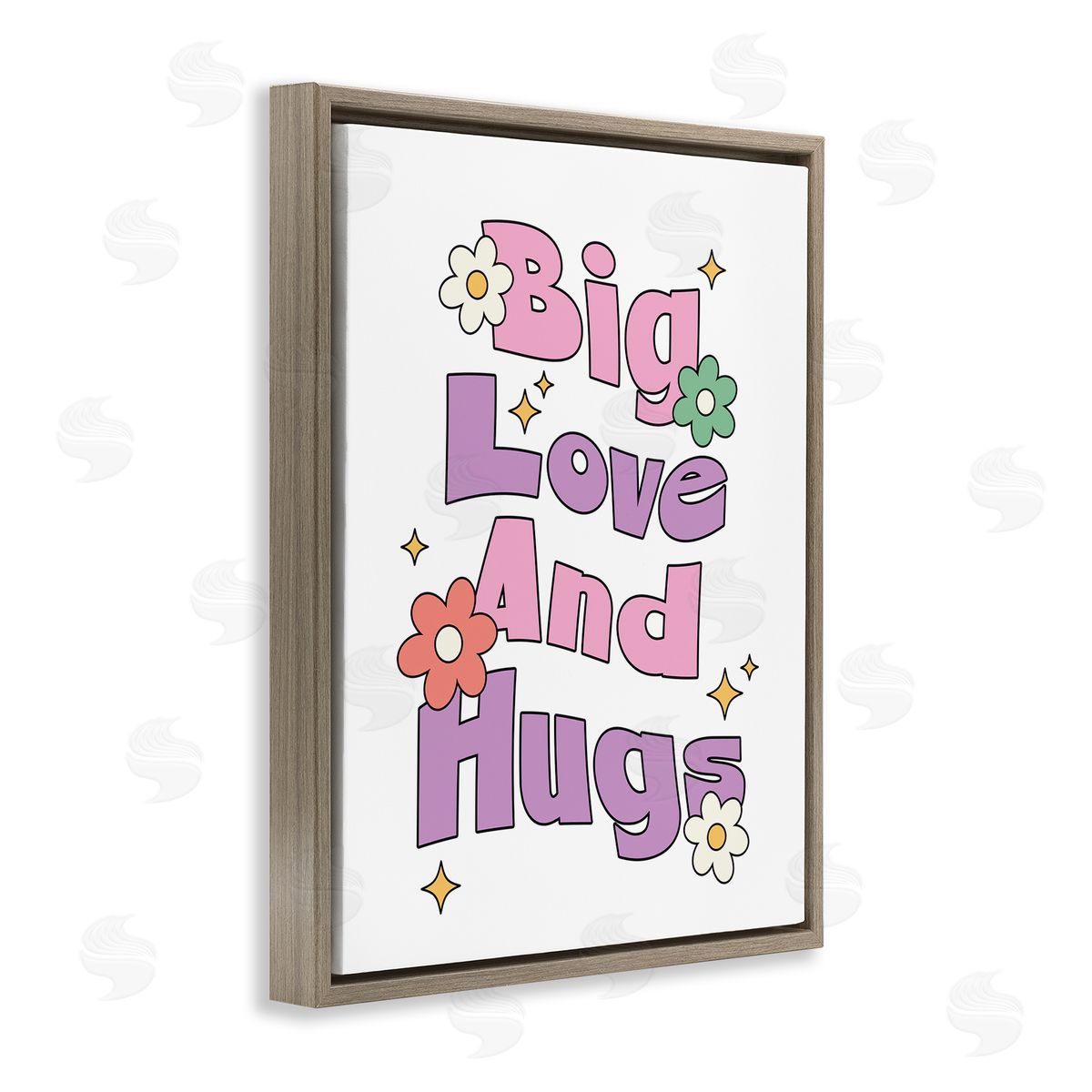 Big Love And Hugs Brown Floating Frame Canvas Wall Art, Home Decor by Ahmed Sameh Hussein