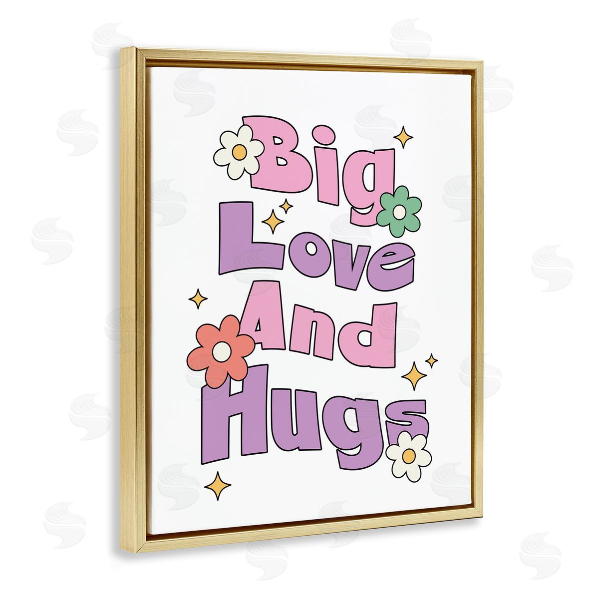 Big Love And Hugs Gold Floating Frame Canvas Wall Art, Home Decor by Ahmed Sameh Hussein