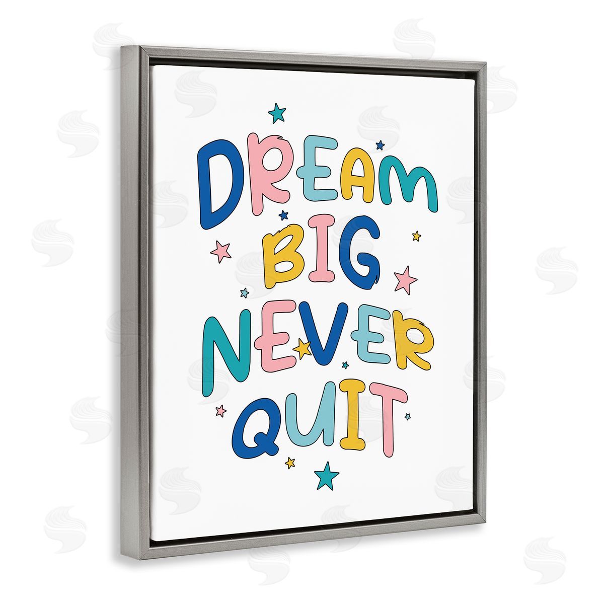 Dream Big Never Quit Grey Floating Frame Canvas Wall Art, Home Decor by Ahmed Sameh Hussein