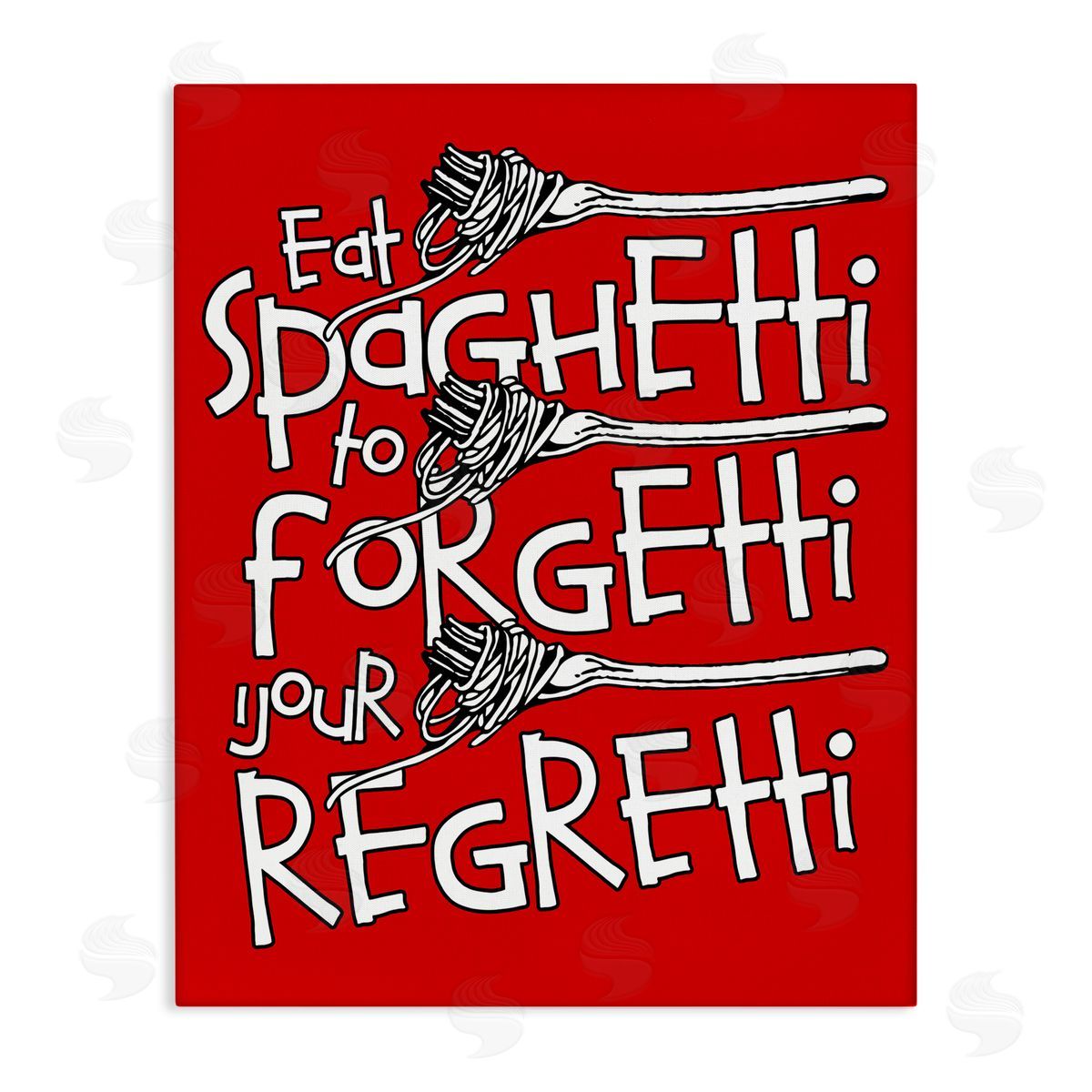 Funny Eat Spaghetti Phrase Canvas Wall Art, Home Decor by Ahmed Sameh Hussein