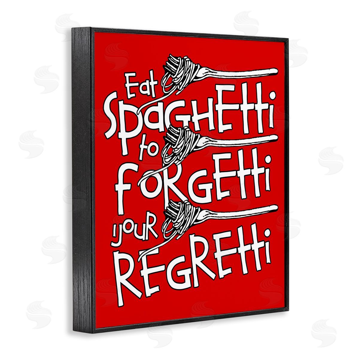 Funny Eat Spaghetti Phrase Black Frame Print Wall Art, Home Decor by Ahmed Sameh Hussein