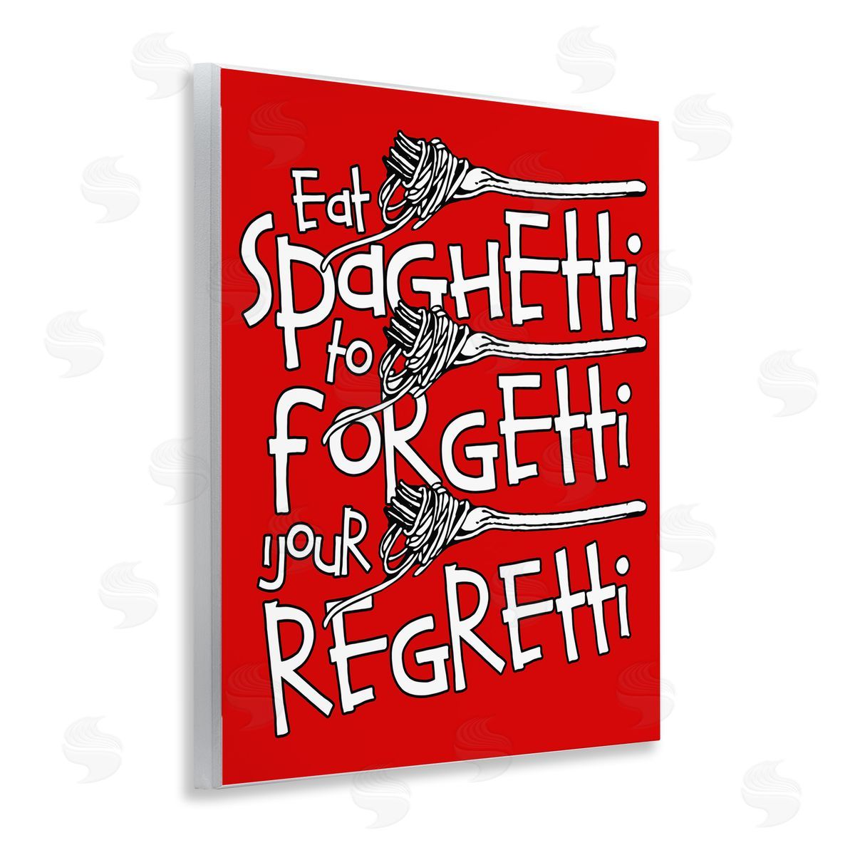 Funny Eat Spaghetti Phrase Wood Plaque Wall Art, Home Decor by Ahmed Sameh Hussein