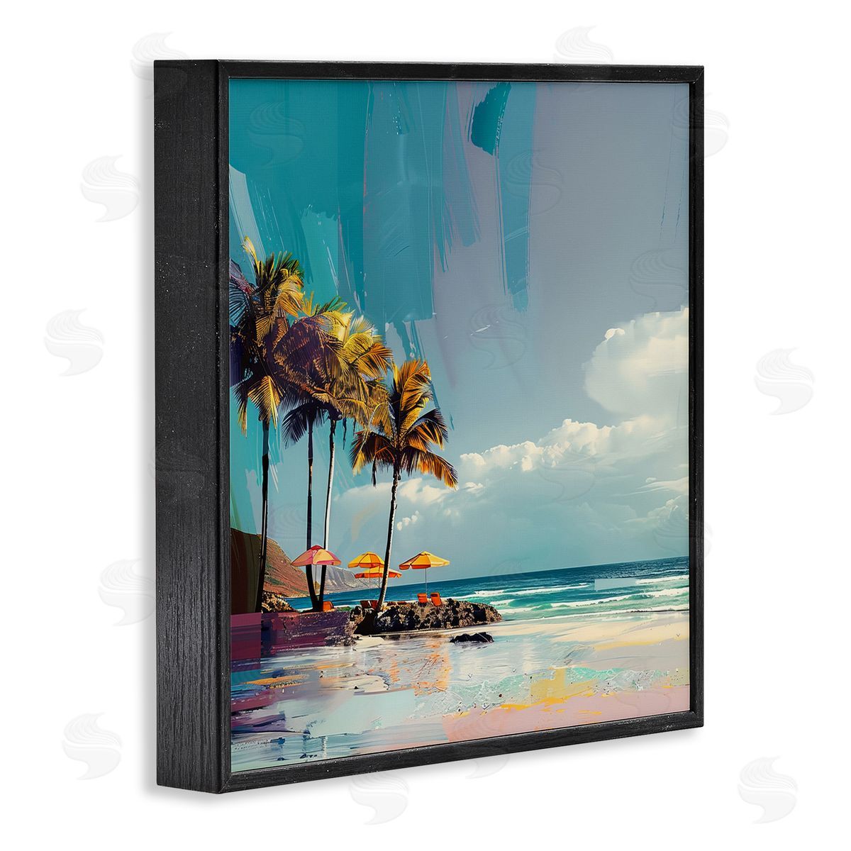 Contemporary Shoreline in Summer Black Frame Print Wall Art, Home Decor by Irena Orlov
