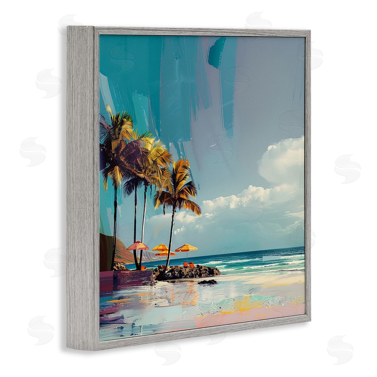 Contemporary Shoreline in Summer Grey Frame Print Wall Art, Home Decor by Irena Orlov