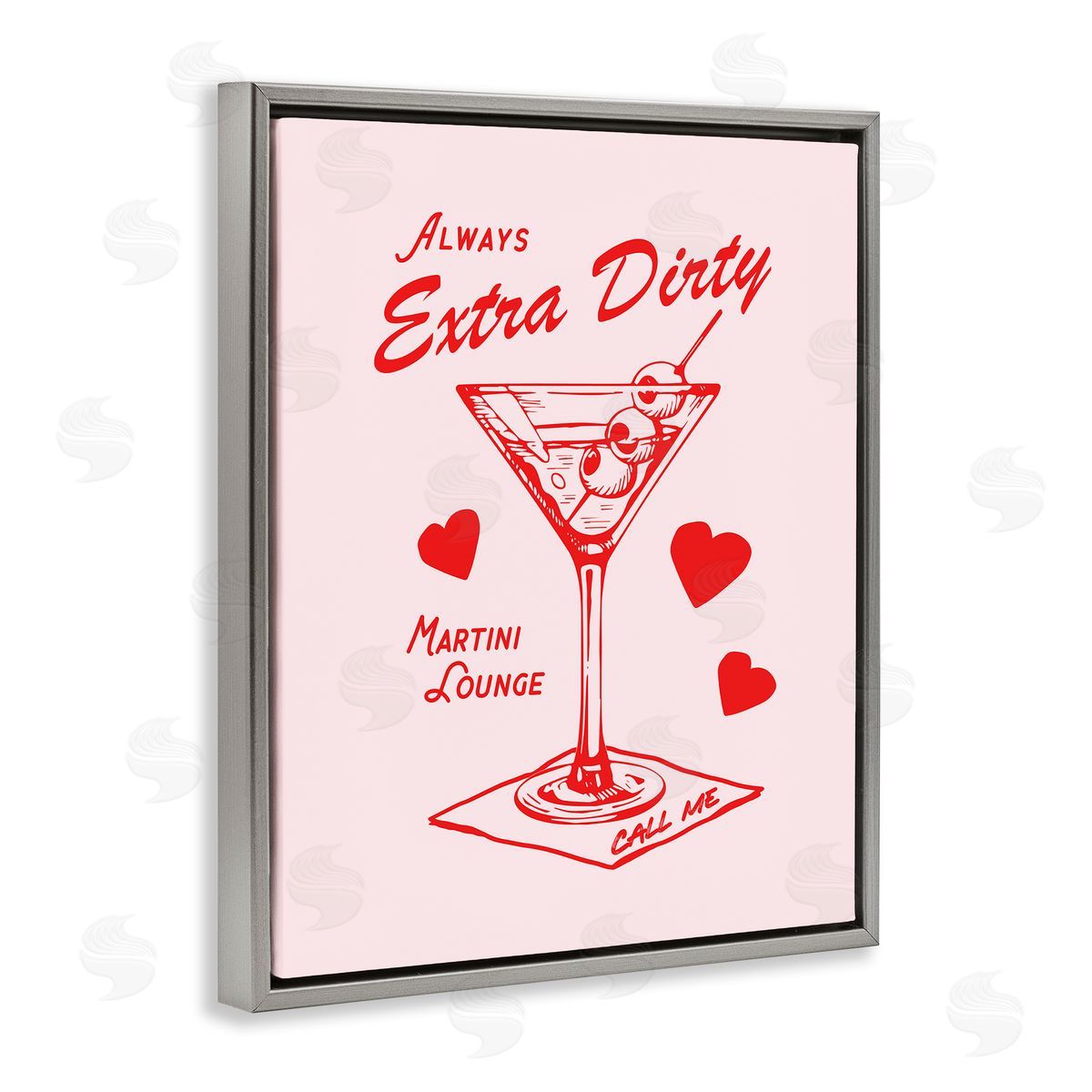 Always Extra Dirty Martini Grey Floating Frame Canvas Wall Art, Home Decor by House of Lulu