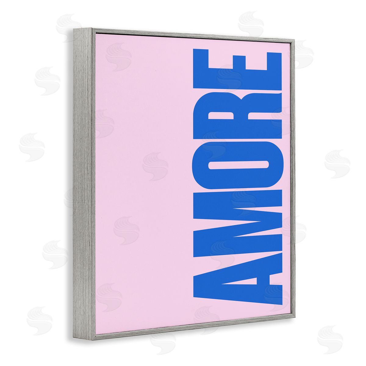 Blue & Pink Amor Grey Frame Print Wall Art, Home Decor by House of Lulu