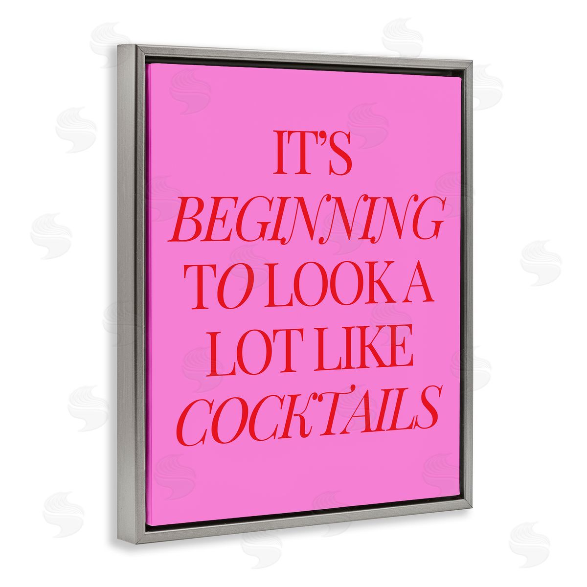 Beginning to Look Like Cocktails Grey Floating Frame Canvas Wall Art, Home Decor by House of Lulu