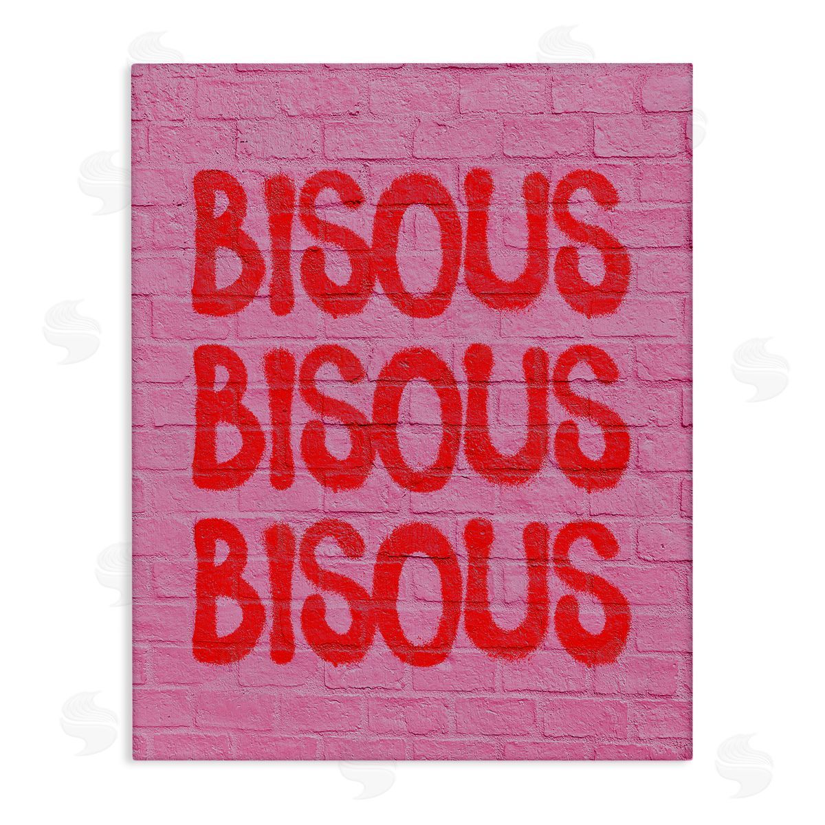 Bisous on Brick Pattern Canvas Wall Art, Home Decor by House of Lulu