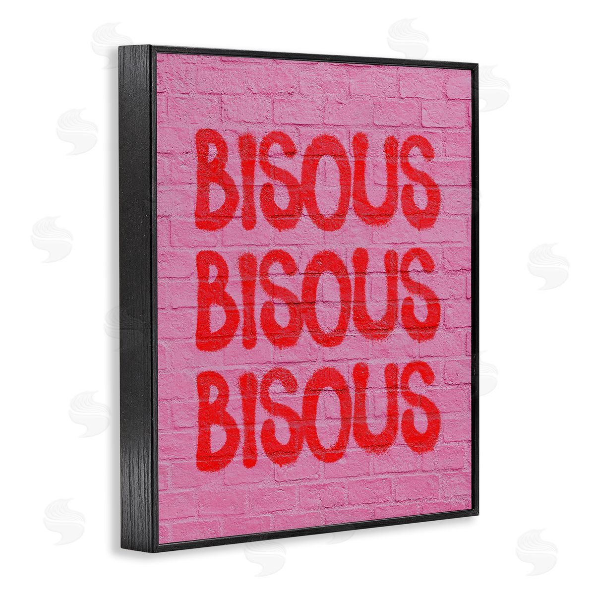 Bisous on Brick Pattern Black Frame Print Wall Art, Home Decor by House of Lulu