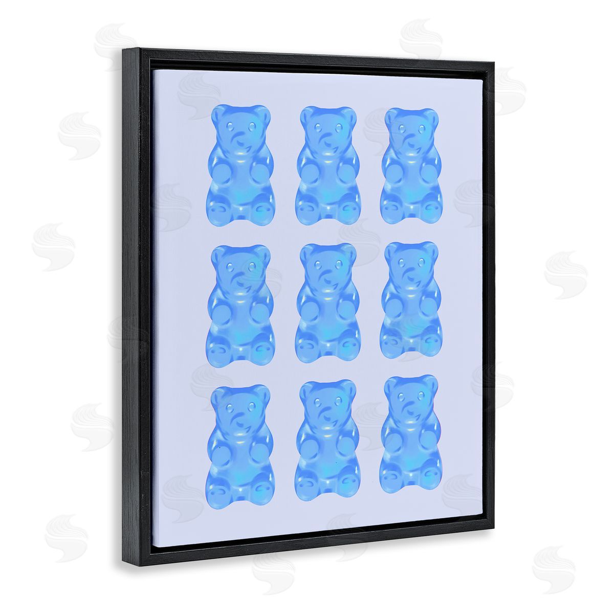 Blue Candy Bears Black Floating Frame Canvas Wall Art, Home Decor by House of Lulu