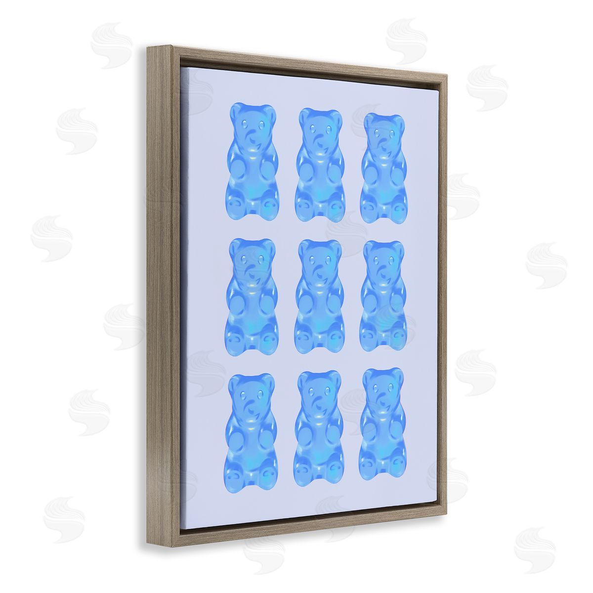 Blue Candy Bears Brown Floating Frame Canvas Wall Art, Home Decor by House of Lulu