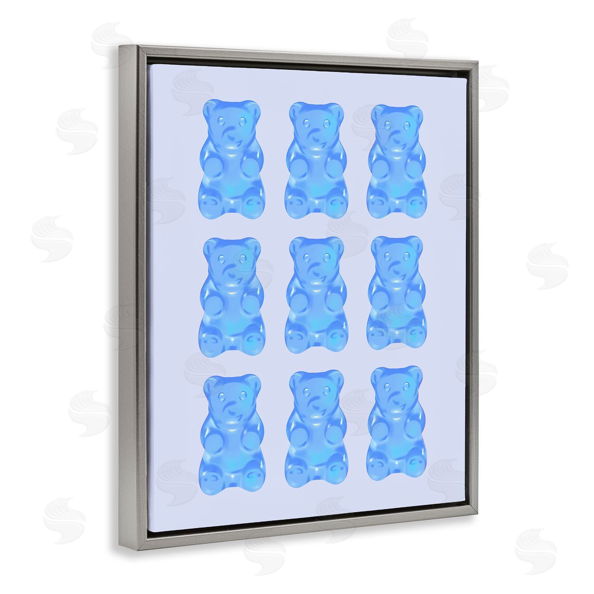 Blue Candy Bears Grey Floating Frame Canvas Wall Art, Home Decor by House of Lulu