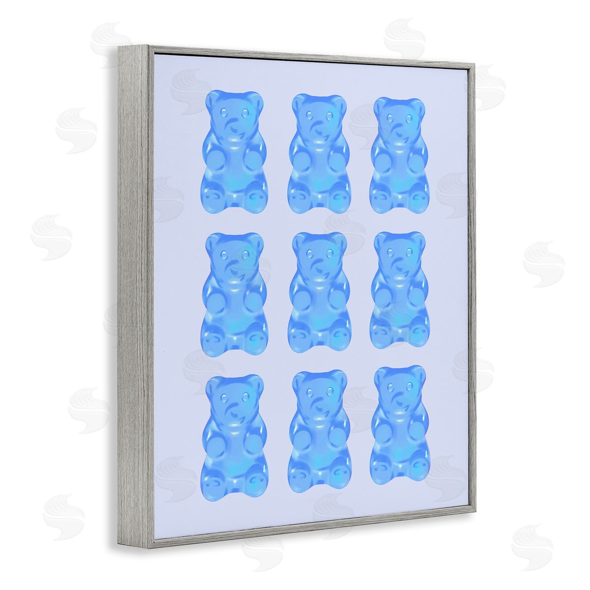 Blue Candy Bears Grey Frame Print Wall Art, Home Decor by House of Lulu
