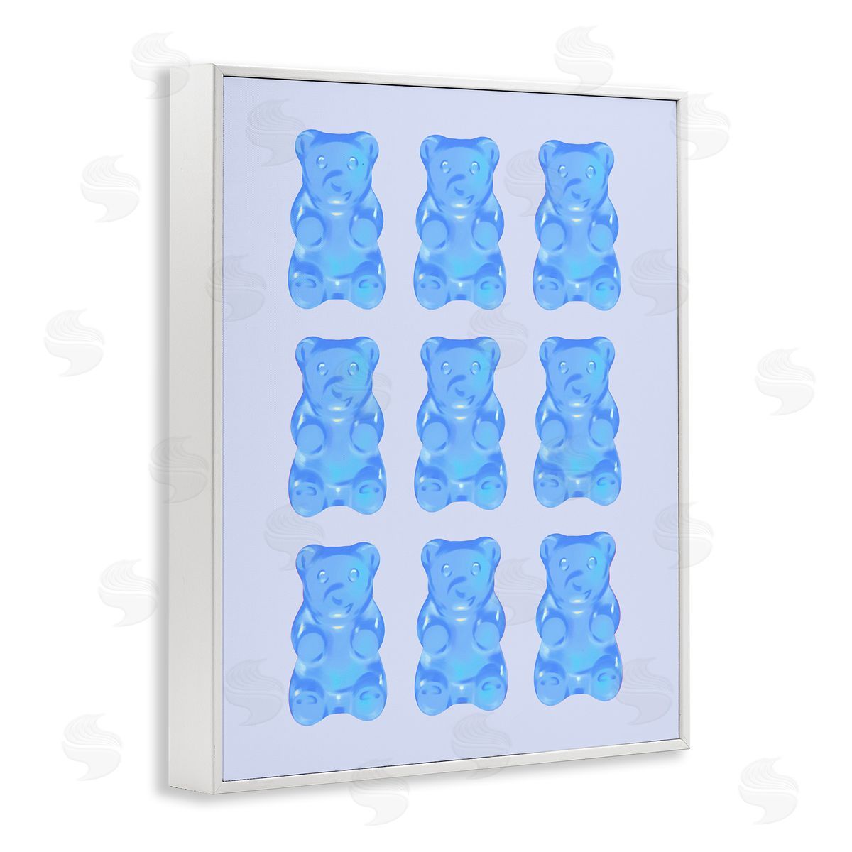 Blue Candy Bears White Frame Print Wall Art, Home Decor by House of Lulu