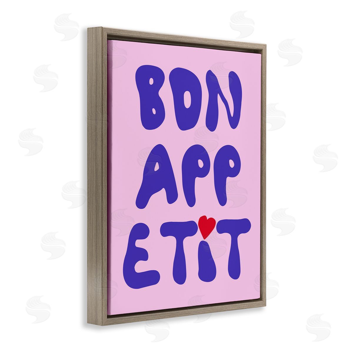 Bon Appetit with Heart Brown Floating Frame Canvas Wall Art, Home Decor by House of Lulu