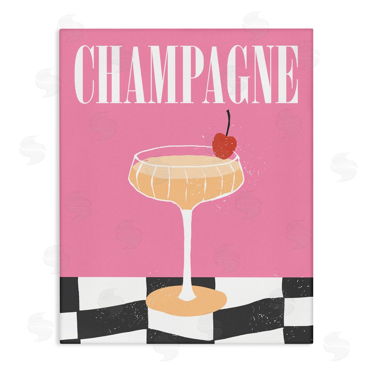 Champagne with Cherry Canvas Wall Art, Home Decor by House of Lulu