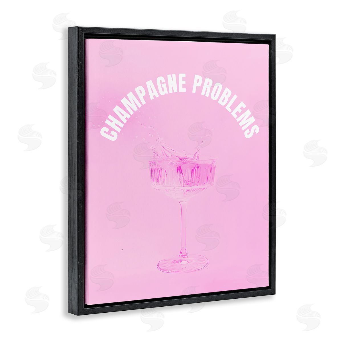 Champagne Problems Pink Black Floating Frame Canvas Wall Art, Home Decor by House of Lulu