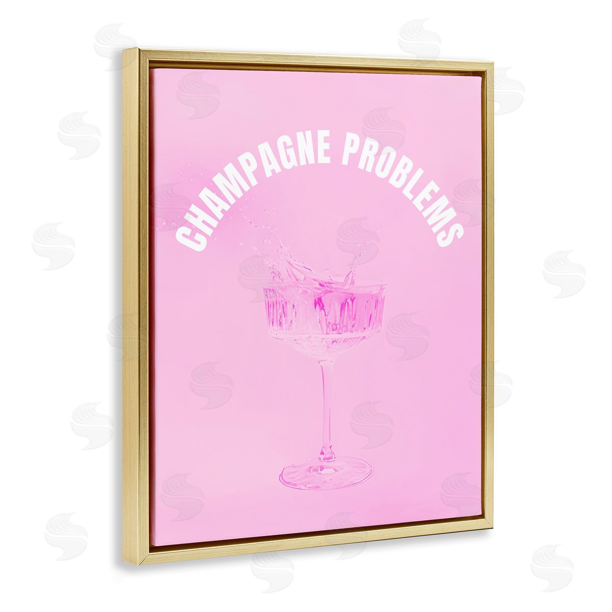 Champagne Problems Pink Gold Floating Frame Canvas Wall Art, Home Decor by House of Lulu