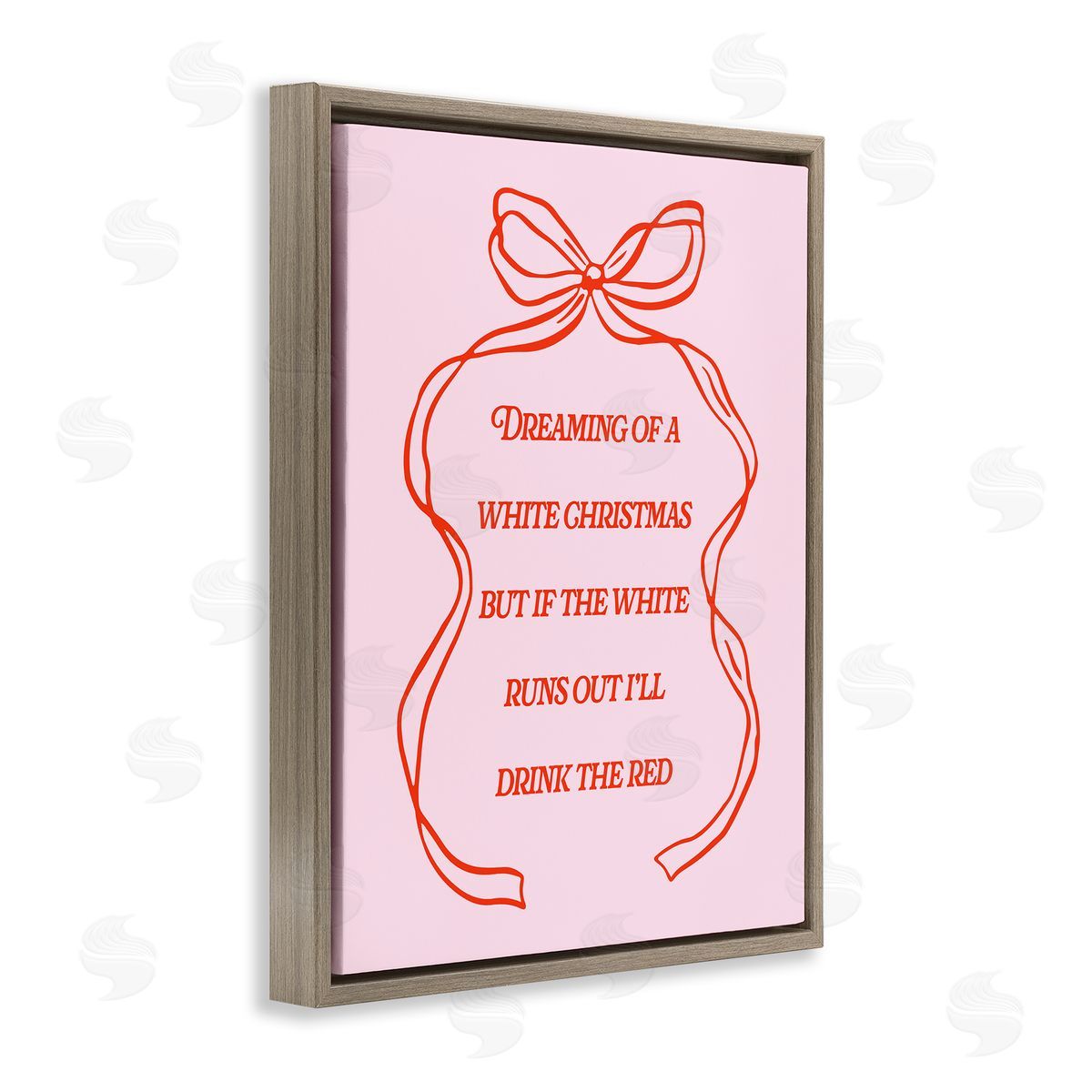 White & Red Christmas Wine Brown Floating Frame Canvas Wall Art, Home Decor by House of Lulu
