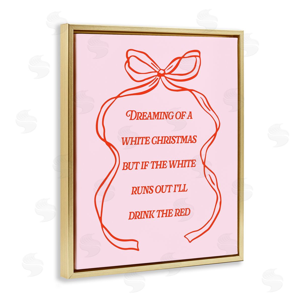 White & Red Christmas Wine Gold Floating Frame Canvas Wall Art, Home Decor by House of Lulu