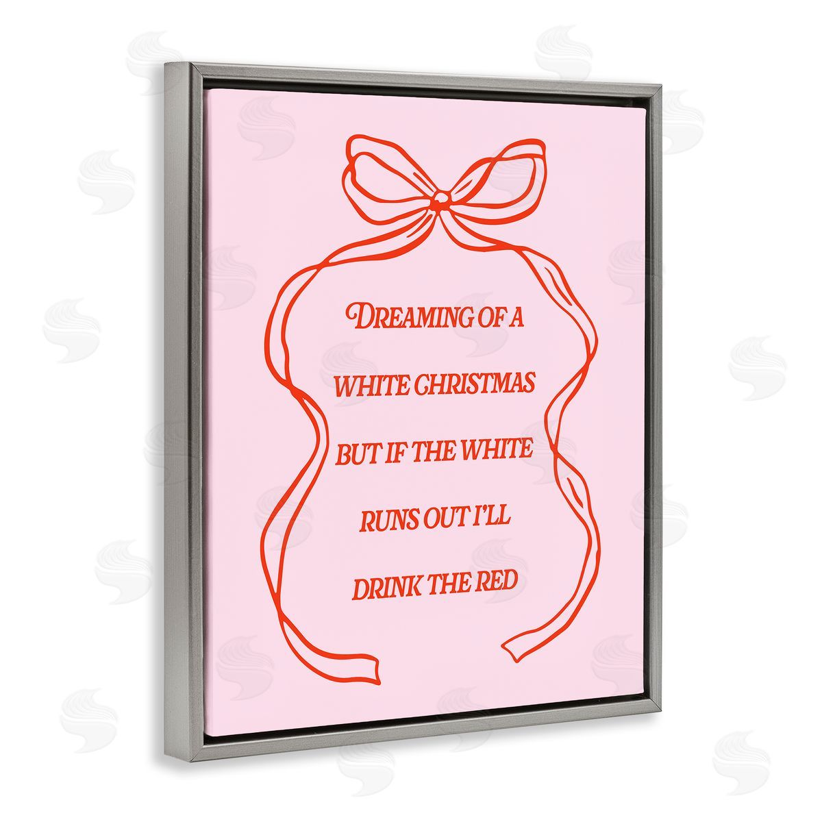White & Red Christmas Wine Grey Floating Frame Canvas Wall Art, Home Decor by House of Lulu