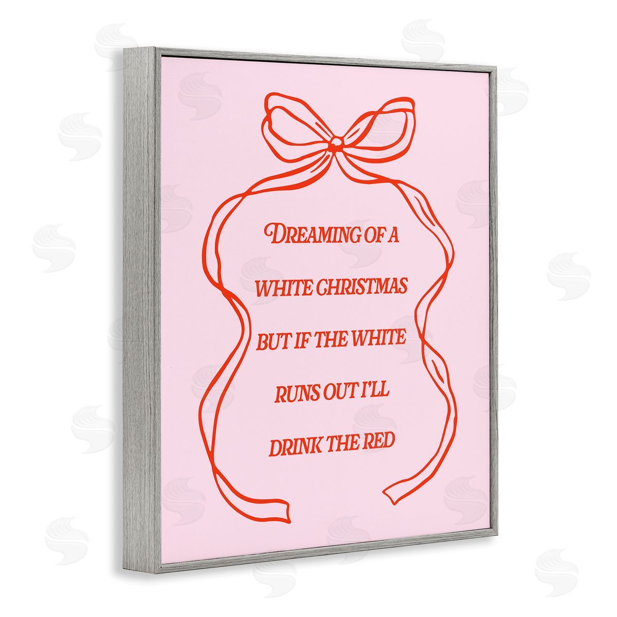 White & Red Christmas Wine Grey Frame Print Wall Art, Home Decor by House of Lulu