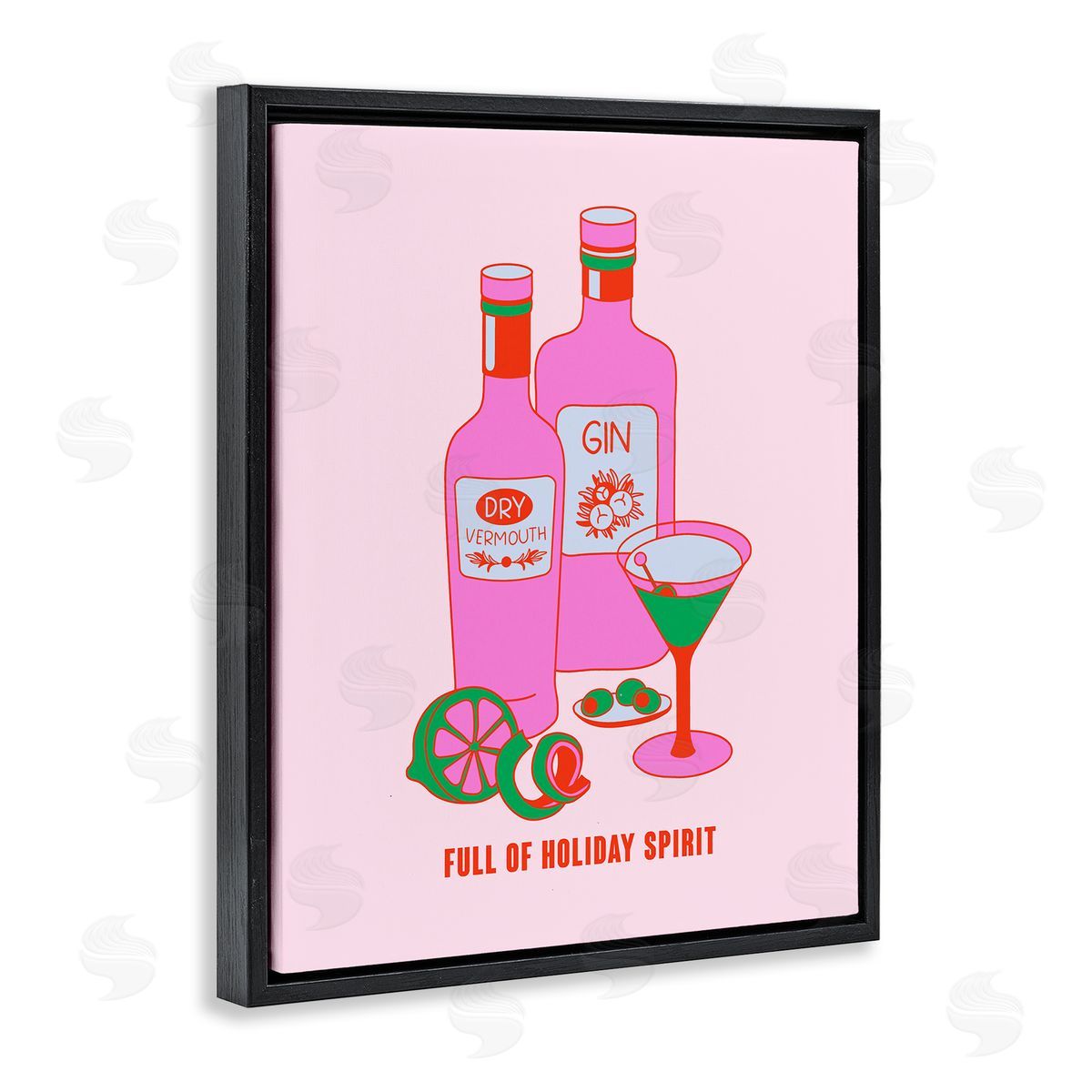 Funny Holiday Spirit Drinks Black Floating Frame Canvas Wall Art, Home Decor by House of Lulu