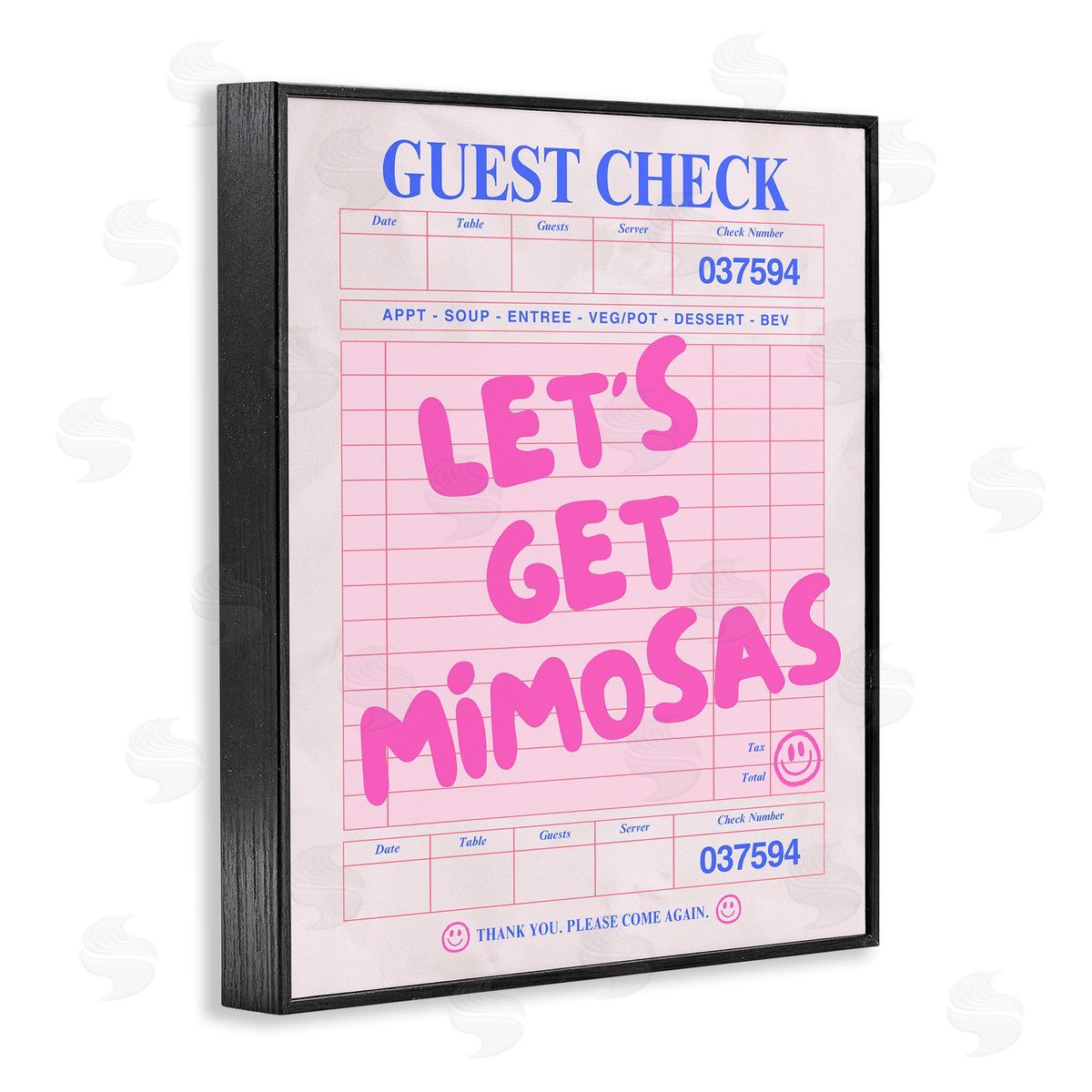 Let's Get Mimosas Check Black Frame Print Wall Art, Home Decor by House of Lulu