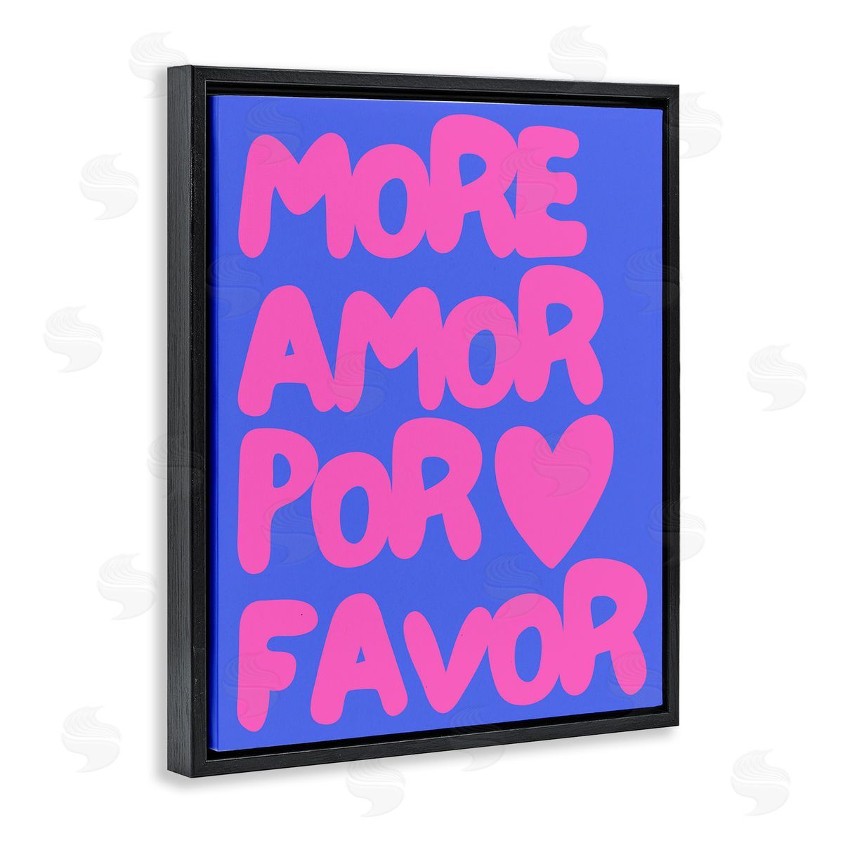 More Amor Blue & Pink Black Floating Frame Canvas Wall Art, Home Decor by House of Lulu
