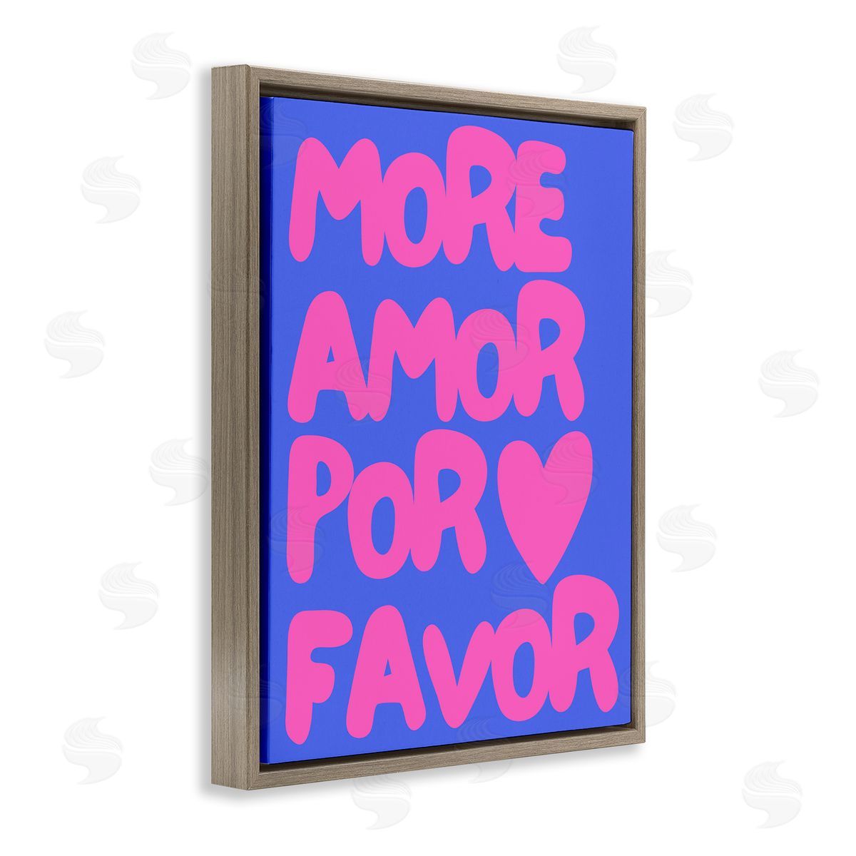 More Amor Blue & Pink Brown Floating Frame Canvas Wall Art, Home Decor by House of Lulu
