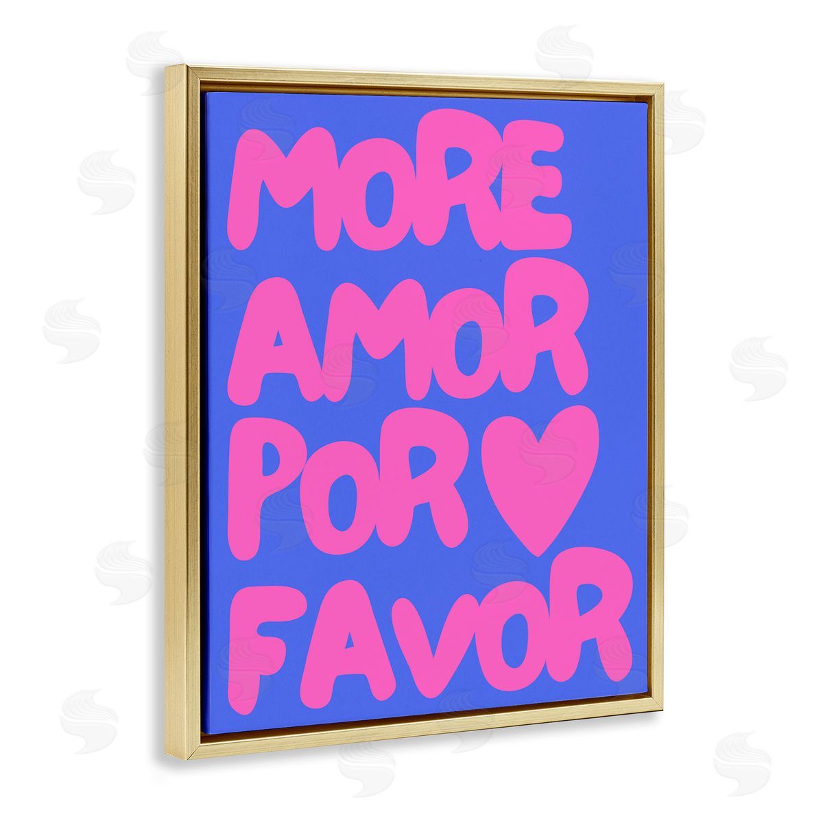 More Amor Blue & Pink Gold Floating Frame Canvas Wall Art, Home Decor by House of Lulu