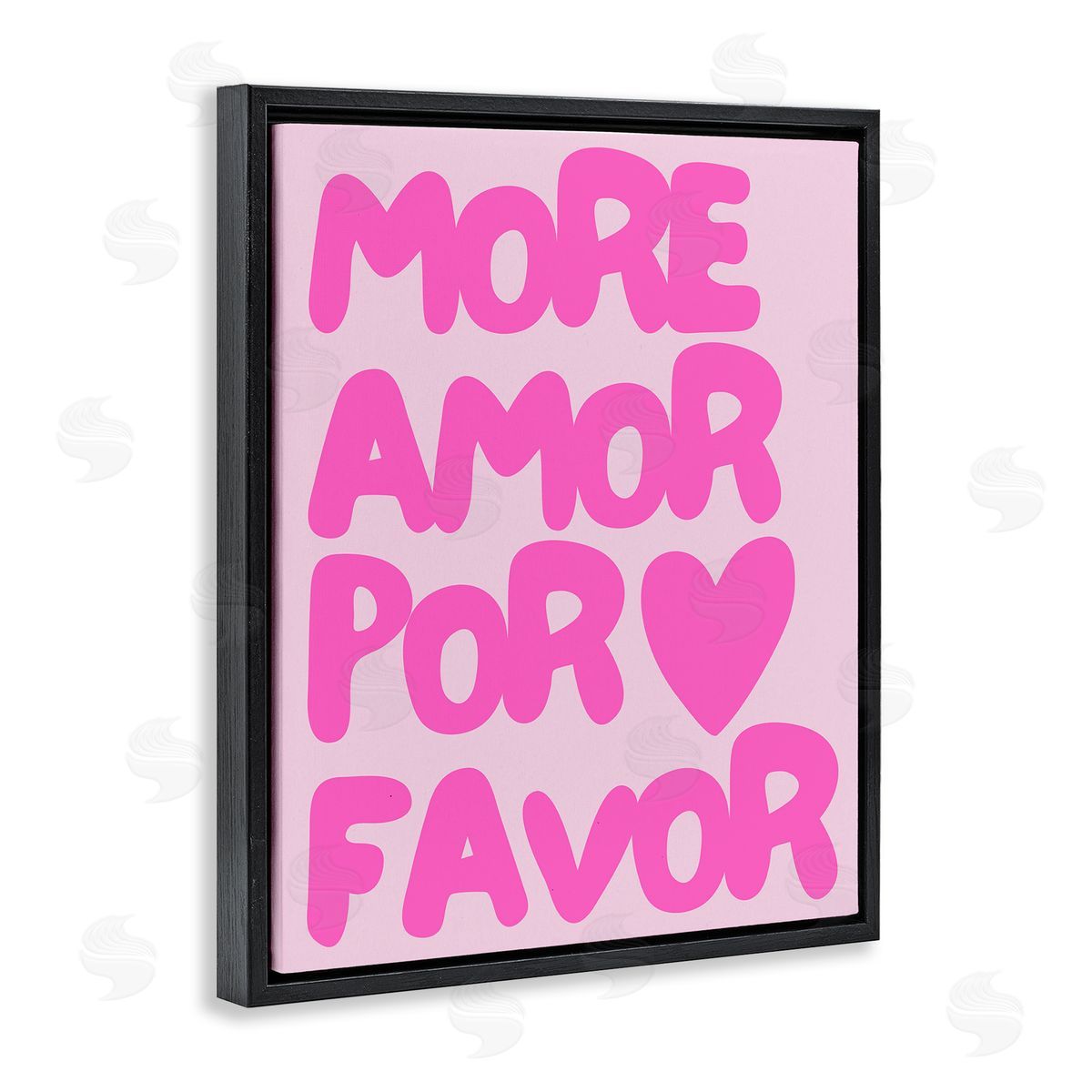 Pink Pastel More Amor Black Floating Frame Canvas Wall Art, Home Decor by House of Lulu