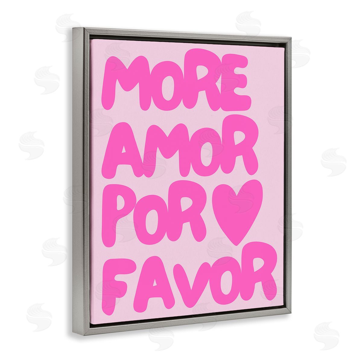 Pink Pastel More Amor Grey Floating Frame Canvas Wall Art, Home Decor by House of Lulu