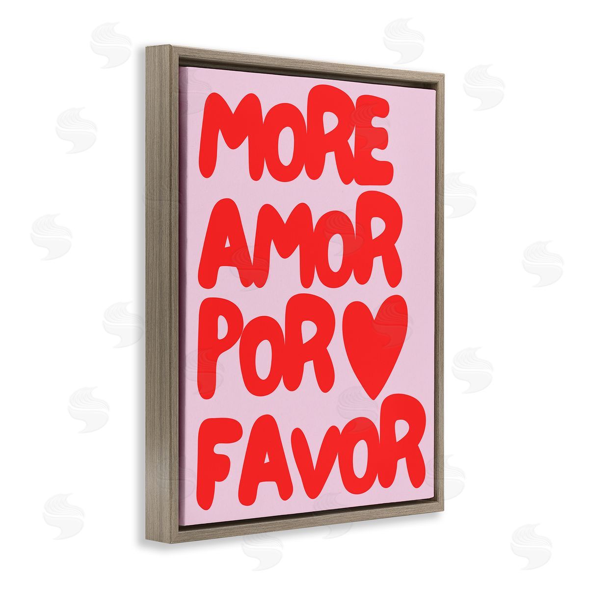 Red & Pink More Amor Brown Floating Frame Canvas Wall Art, Home Decor by House of Lulu
