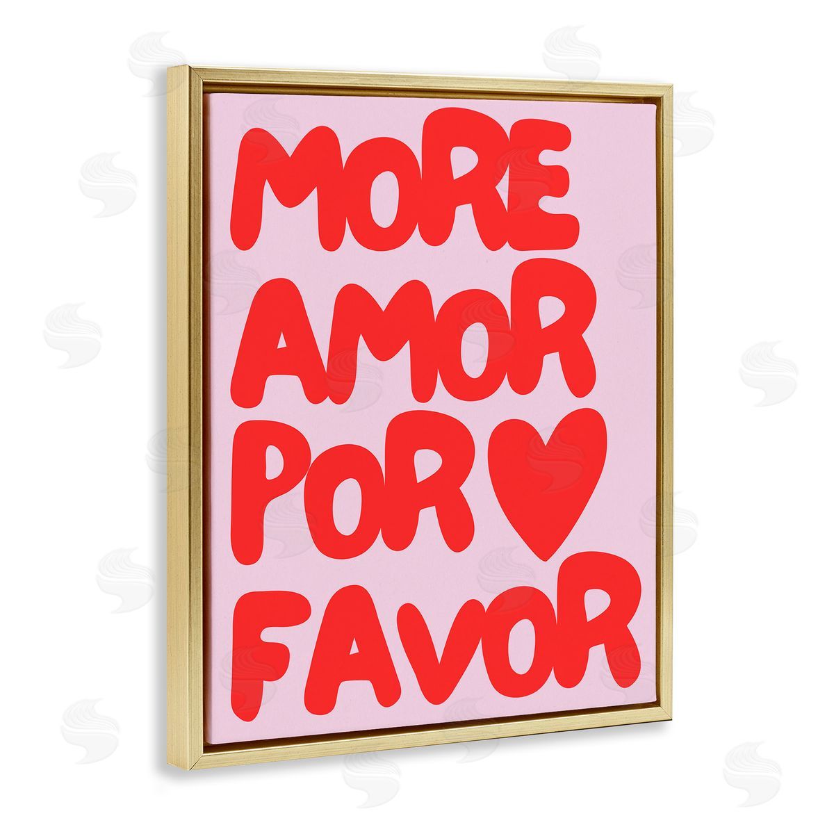Red & Pink More Amor Gold Floating Frame Canvas Wall Art, Home Decor by House of Lulu