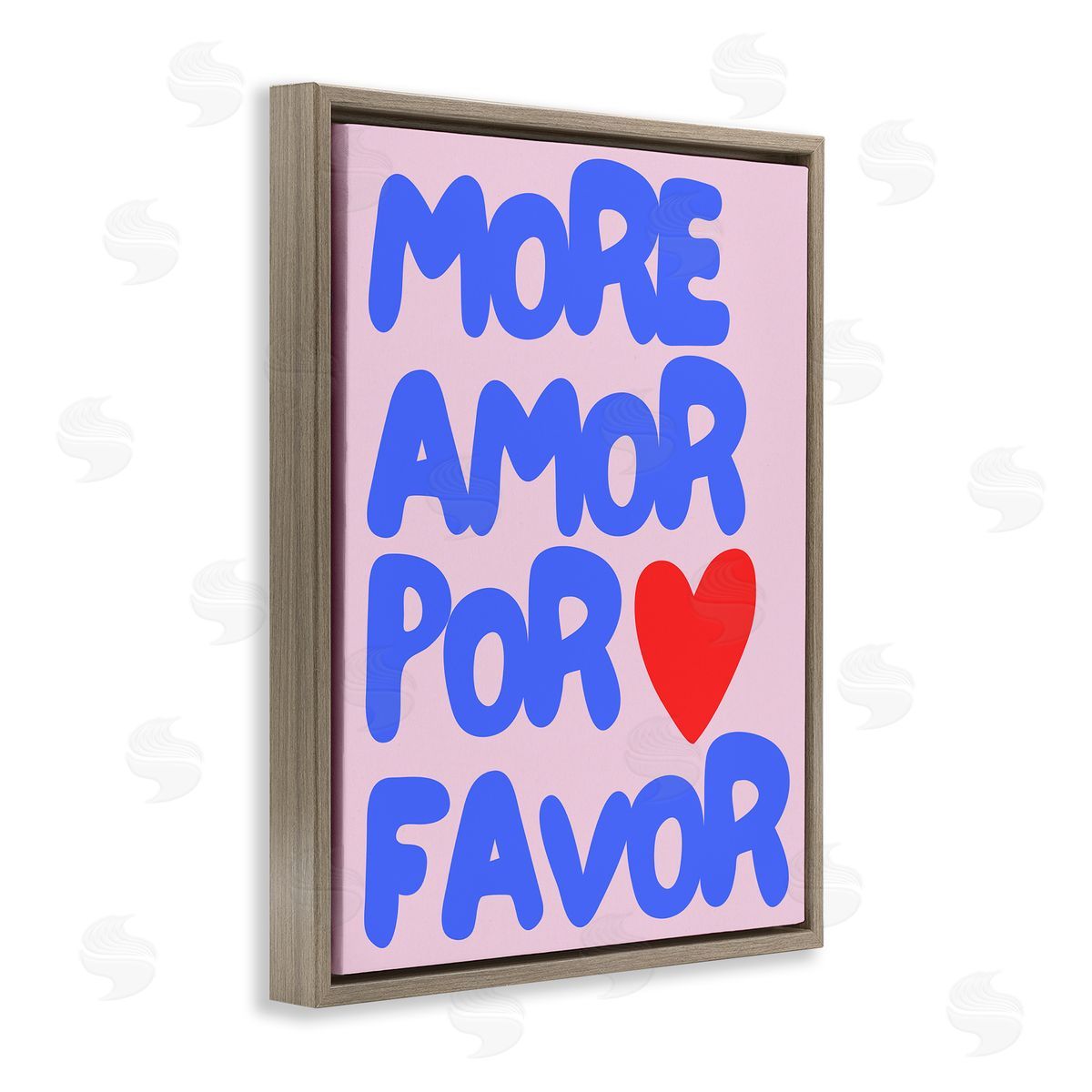 Blue & Red More Amor Brown Floating Frame Canvas Wall Art, Home Decor by House of Lulu
