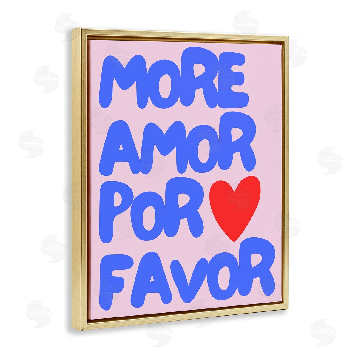 Blue & Red More Amor Gold Floating Frame Canvas Wall Art, Home Decor by House of Lulu