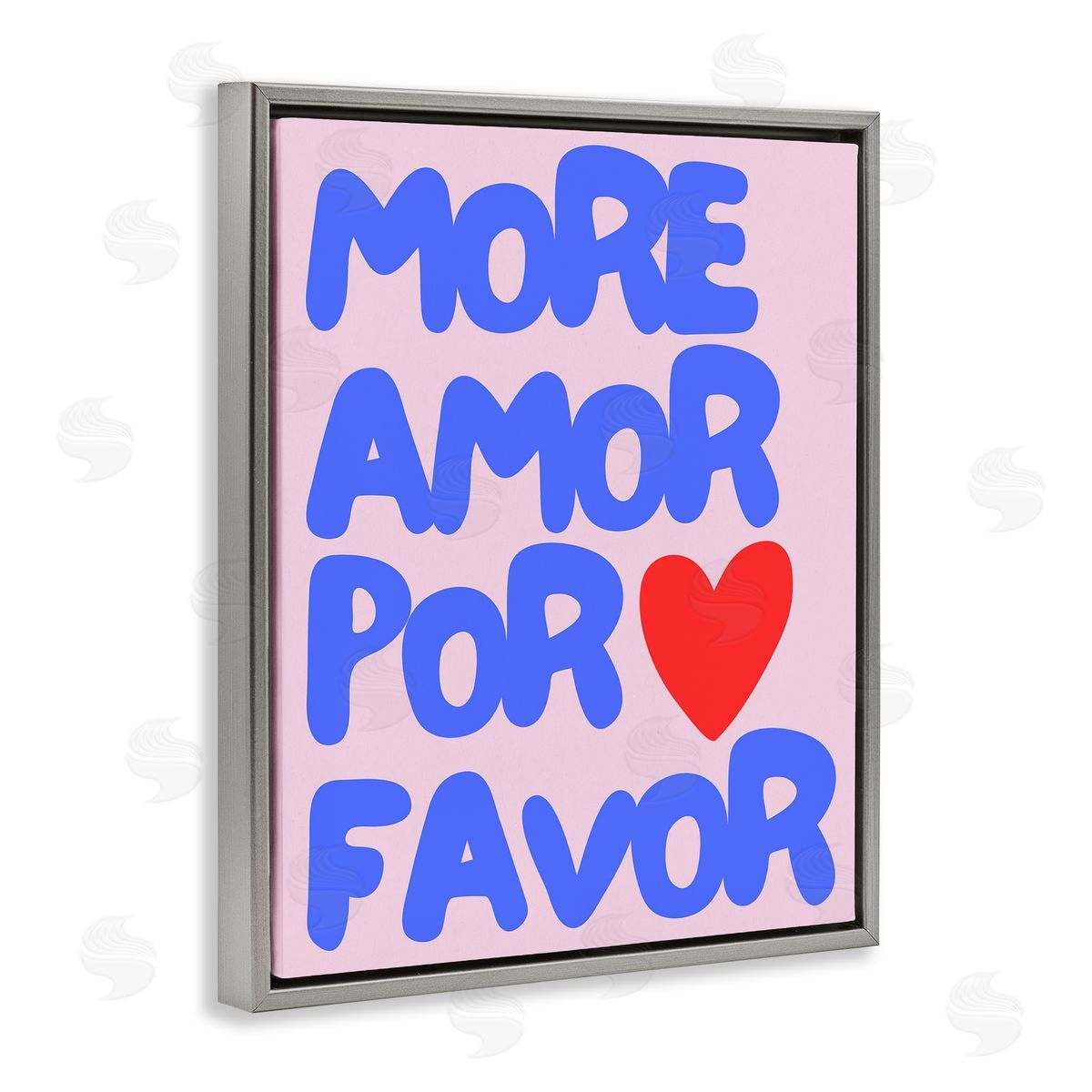 Blue & Red More Amor Grey Floating Frame Canvas Wall Art, Home Decor by House of Lulu